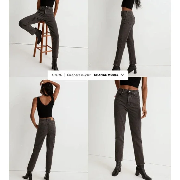 Madewell Jeans Womens 23 Gray The Perfect Vintage Straight Leg Hi Rise Dark Wash - Picture 2 of 13